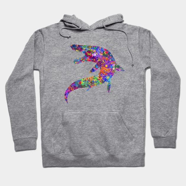 Mosasaur dinosaur watercolor Hoodie by Yahya Art